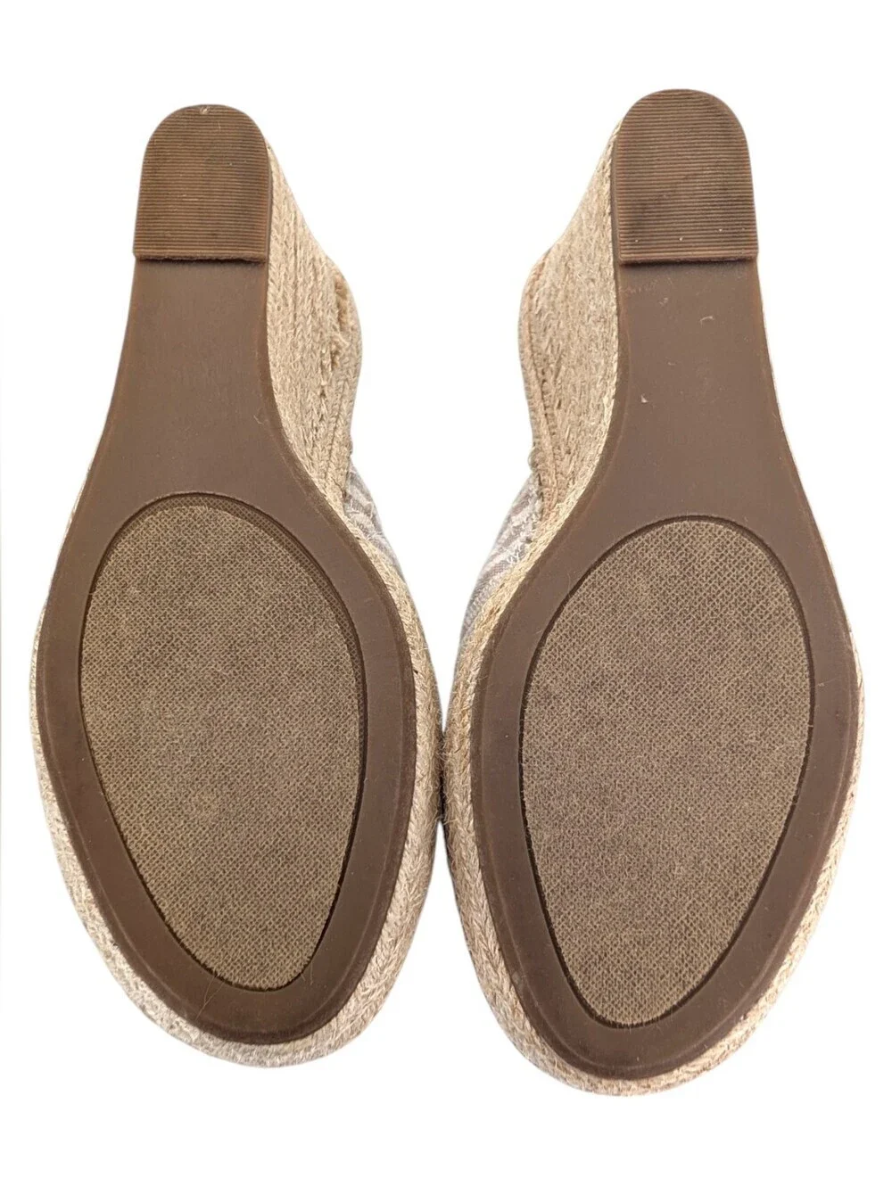 Sugar Hundreds Sz 10M Cream/Tan Canvas Knotted Bow Espadrille Wedge Mule